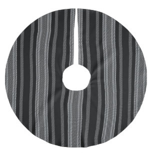 Modern black grey white graphic stripes pattern brushed polyester tree skirt