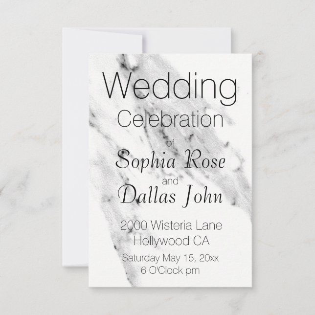 Modern black grey white marble pattern  invitation (Front)