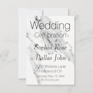 Modern black grey white marble pattern  invitation