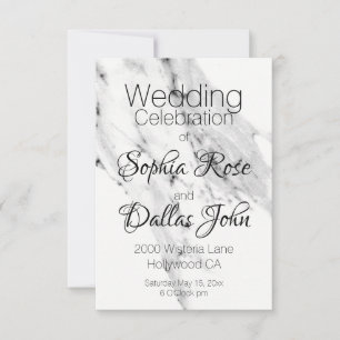 Modern black grey white marble pattern  invitation
