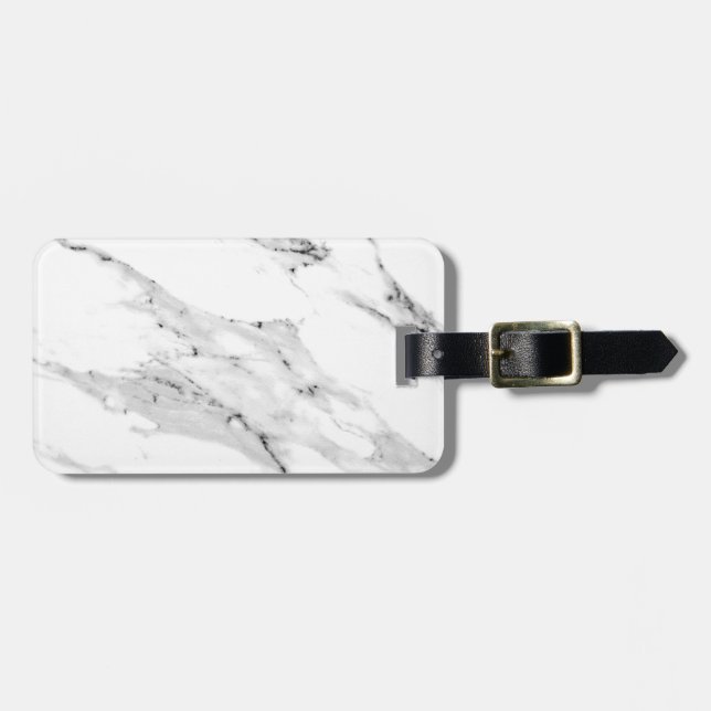 Modern black grey white marble pattern  luggage tag (Front Horizontal)