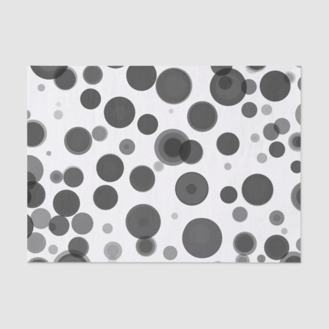 Modern Black Grey White Polka Dot Bubbles Party Tissue Paper (Front)