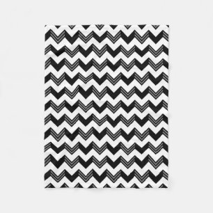 Modern Black, Grey, White Zigzag Chevron Pattern Fleece Blanket