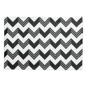 Modern Black, Grey, White Zigzag Chevron Pattern Pillowcase