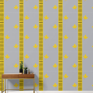 Modern Black, grey & yellow maple leaf home decor Wallpaper