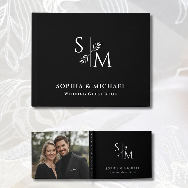 Modern Black Guest Book Rose Gold Foil Guestbook (Creator Uploaded)