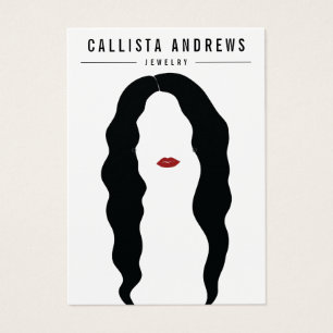 Modern Black Hair Lips Girl Earring Display Card