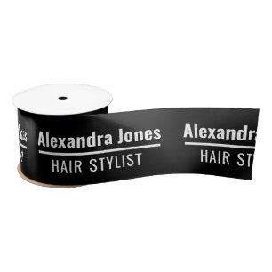 Modern Black Hair Stylist Grosgrain Wide 3" Satin Ribbon
