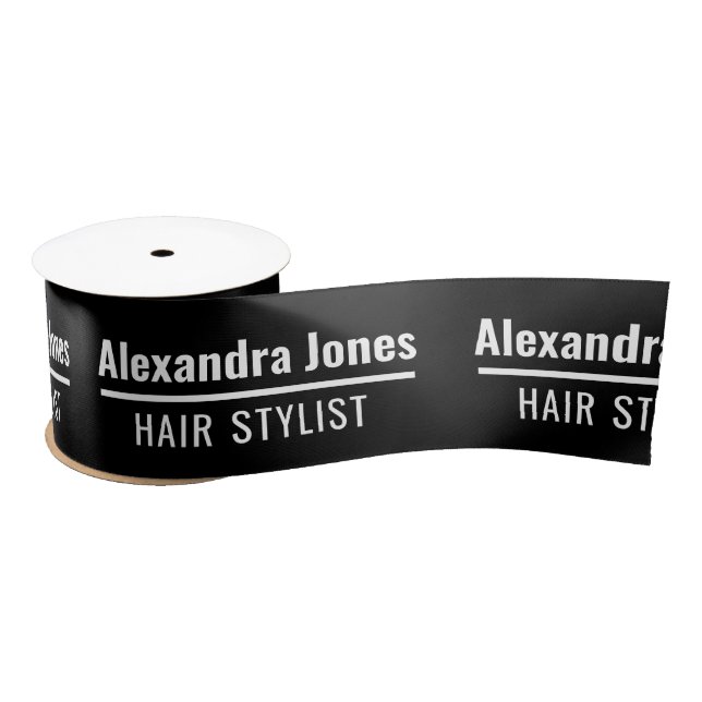 Modern Black Hair Stylist Grosgrain Wide 3" Satin Ribbon (Spool)