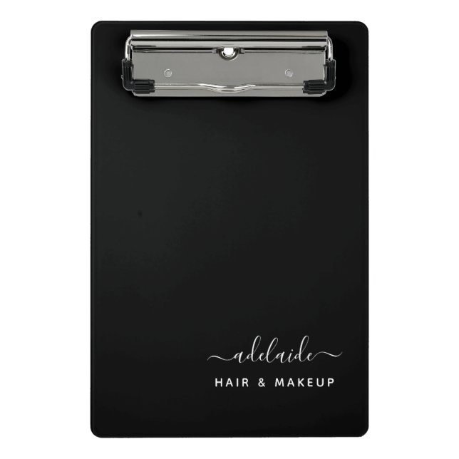 Modern Black Hair Stylist Makeup Artist Salon Mini Clipboard (Front)