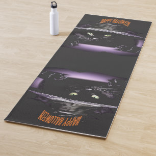 Modern Black Halloween Cats Yoga Mat