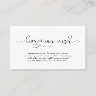 Modern Black Hand Lettered design, Honeymoon Wish Enclosure Card