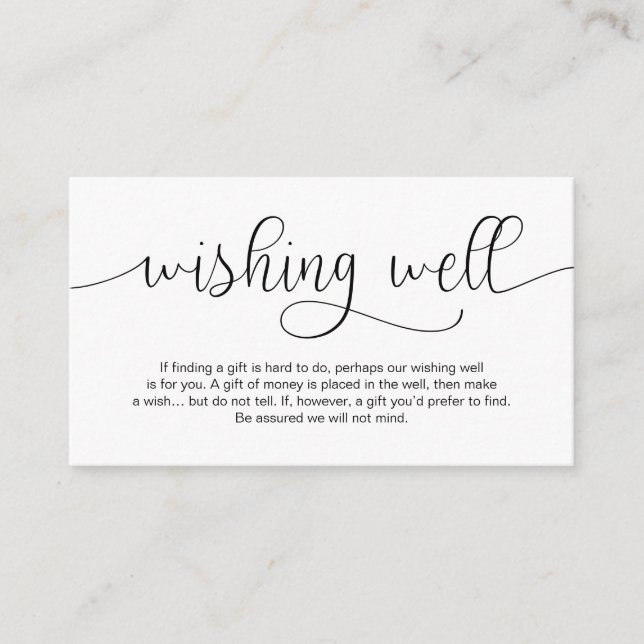 Modern Black Hand Lettered design, Wishing Well Enclosure Card (Front)