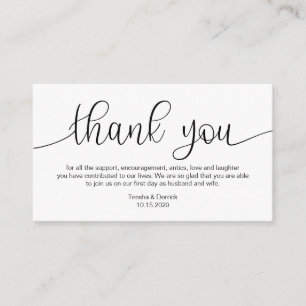Modern Black Hand Lettered, Wedding Thank you Enclosure Card