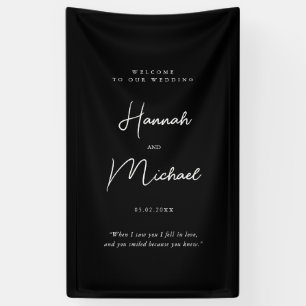Modern, Black, Handwriting Font, Wedding Welcome  Banner