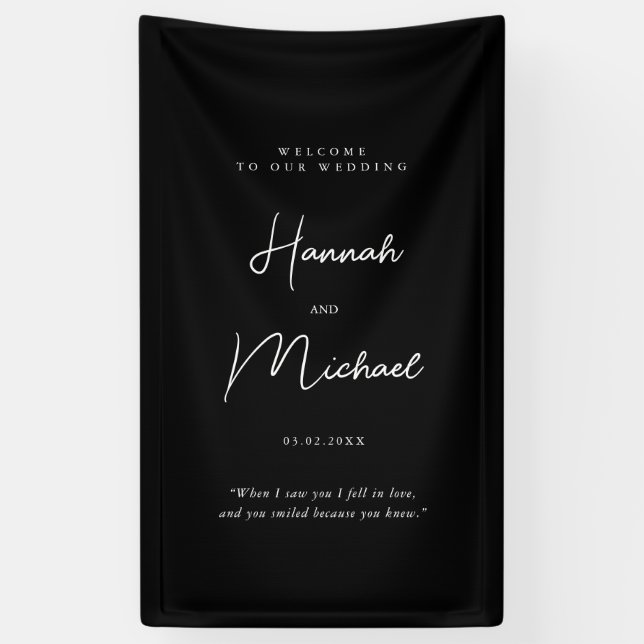 Modern, Black, Handwriting Font, Wedding Welcome  Banner (Vertical)