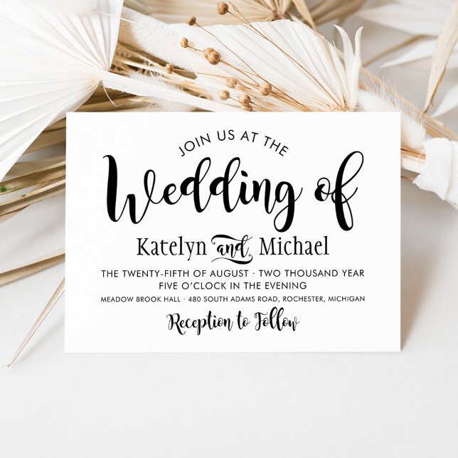 Modern Black Handwritten Script Wedding Invitation (Creator Uploaded)