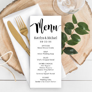 Modern Black Handwritten Script Wedding Menu