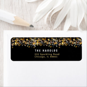 Modern Black Happy New Year Gold Glitter Sparkling