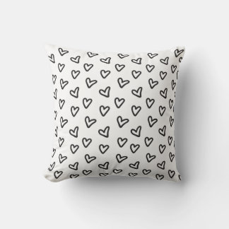 Modern Black Heart Throw Pillow