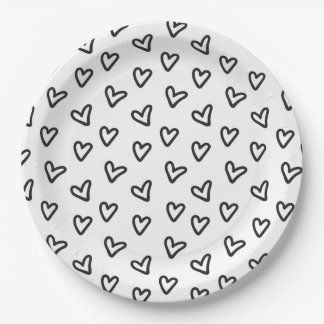 Modern Black Hearts Plate