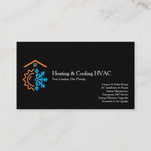 Modern Black Heating Cooling Experts HVAC Business Card