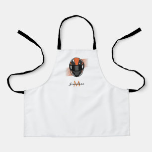 Modern Black Helmet Racing Motorcross Custom Name Apron
