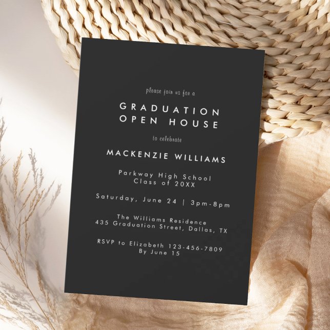 Modern Black High School Graduation Invitation (Creator Uploaded)