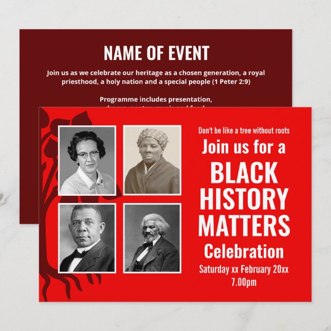 Modern BLACK HISTORY MONTH Matters Photo Invitation (Front/Back)