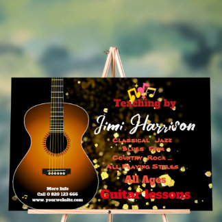 Modern Black Horz Guitar lessons  Acrylic Sign