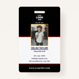 Modern Black ID Card with Photo & Logo ID Badge