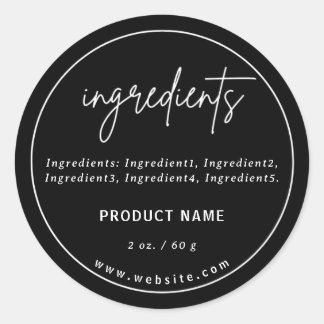 Modern Black Ingredients Product Label