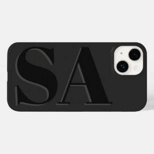 Modern black initial minimal contemporary Case-Mate iPhone 14 case