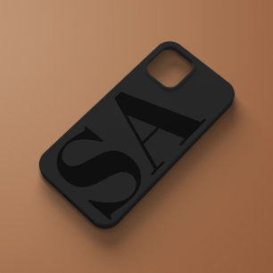 Modern black initial minimal contemporary iPhone 14 case