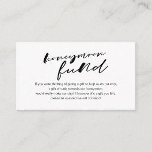 Modern black ink minimalism font, Honeymoon Fund Enclosure Card
