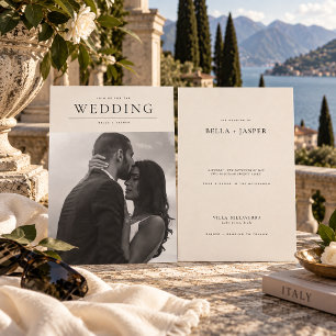 Modern black Ivory Photo Minimalist Editorial Invitation