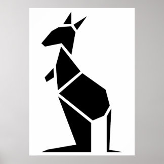 Modern black kangaroo symbol poster