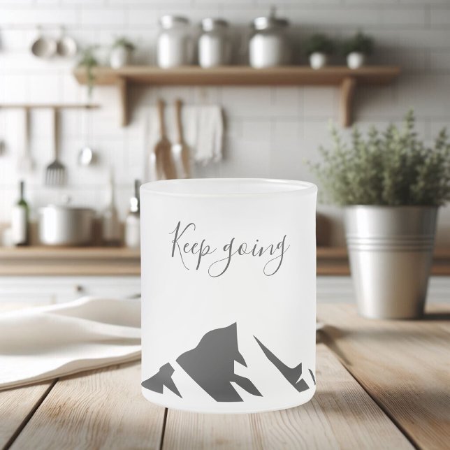 Modern Black Keep Going Simple Frosted Glass Coffee Mug (Creator Uploaded)