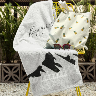 Modern Black Keep Going Simple Hand Towel