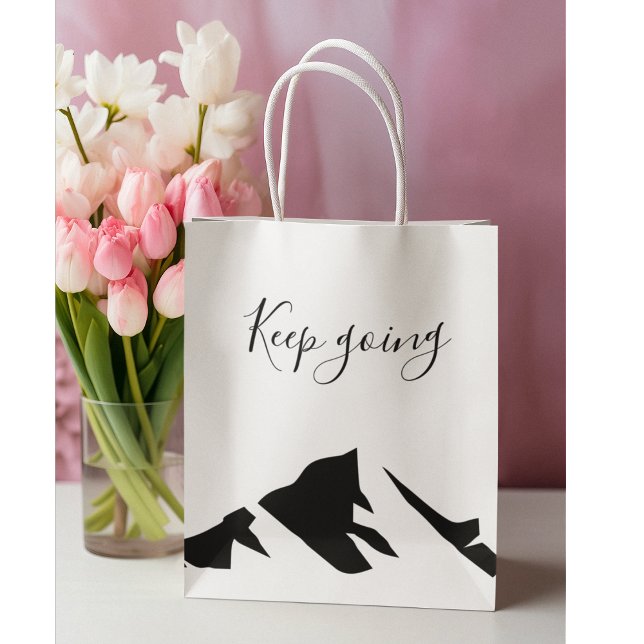 Modern Black Keep Going Simple Large Gift Bag (Creator Uploaded)