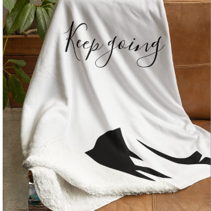 Modern Black Keep Going Simple Sherpa Blanket
