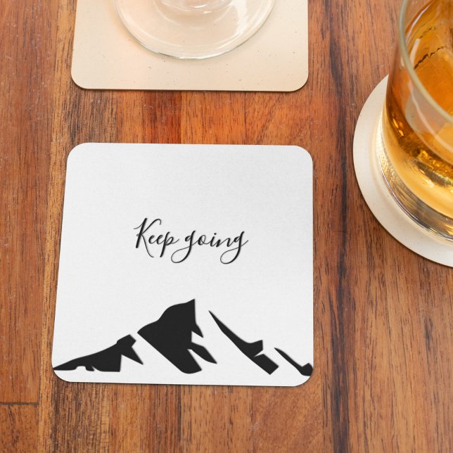 Modern Black Keep Going Simple Square Paper Coaster (Creator Uploaded)
