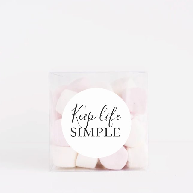 Modern Black Keep Life Simple Quote Classic Round Sticker (Creator Uploaded)
