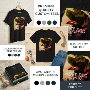 Modern Black Lab Watercolor Photo Best Dog name T-Shirt