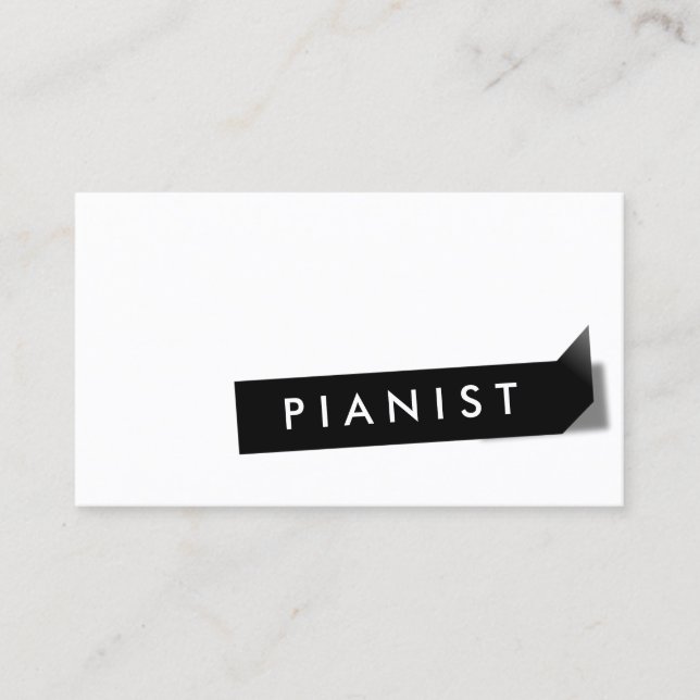Modern Black Label Pianist Business Card (Front)