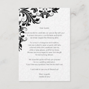 Modern Black Lace White Damask Enclosure Card
