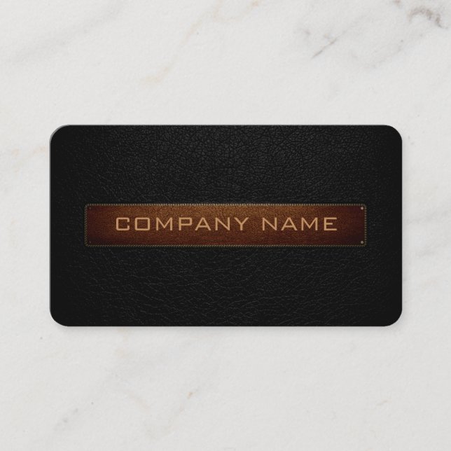 Modern Black Leather Look Business Card (Front)