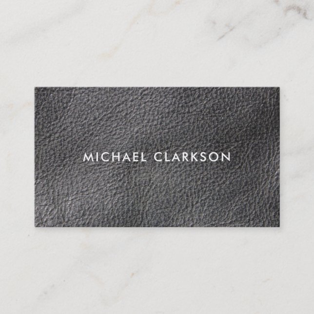 Modern black leather look professional business card (Front)
