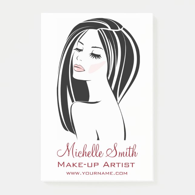 Modern Black Light Pink Chic Eyelash Makeup Artist Post-it Notes (Front)