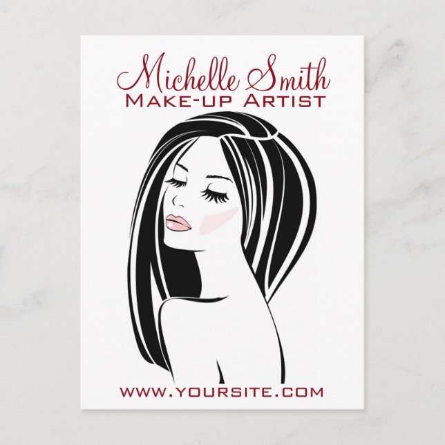 Modern Black Light Pink Chic Eyelash Makeup Artist Postcard (Front)
